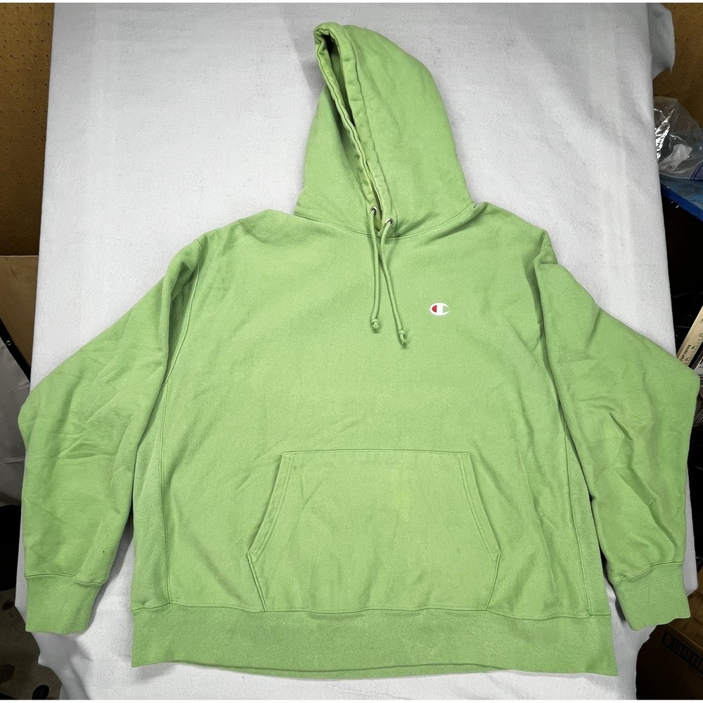 Champion Reverse Weave Hoodie 3XL Mens Sage Lime Green Heavyweight Pullover GF68